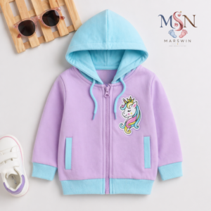MSN Baby Girls Hooded Sweatshirt with Cute Animal Prints – Soft Cotton Winter Wear (Multicolor)