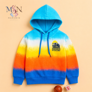 MSN Boys Full Sleeve Hooded Sweatshirt with Tokyo Graphic & Tie-Dye Pattern