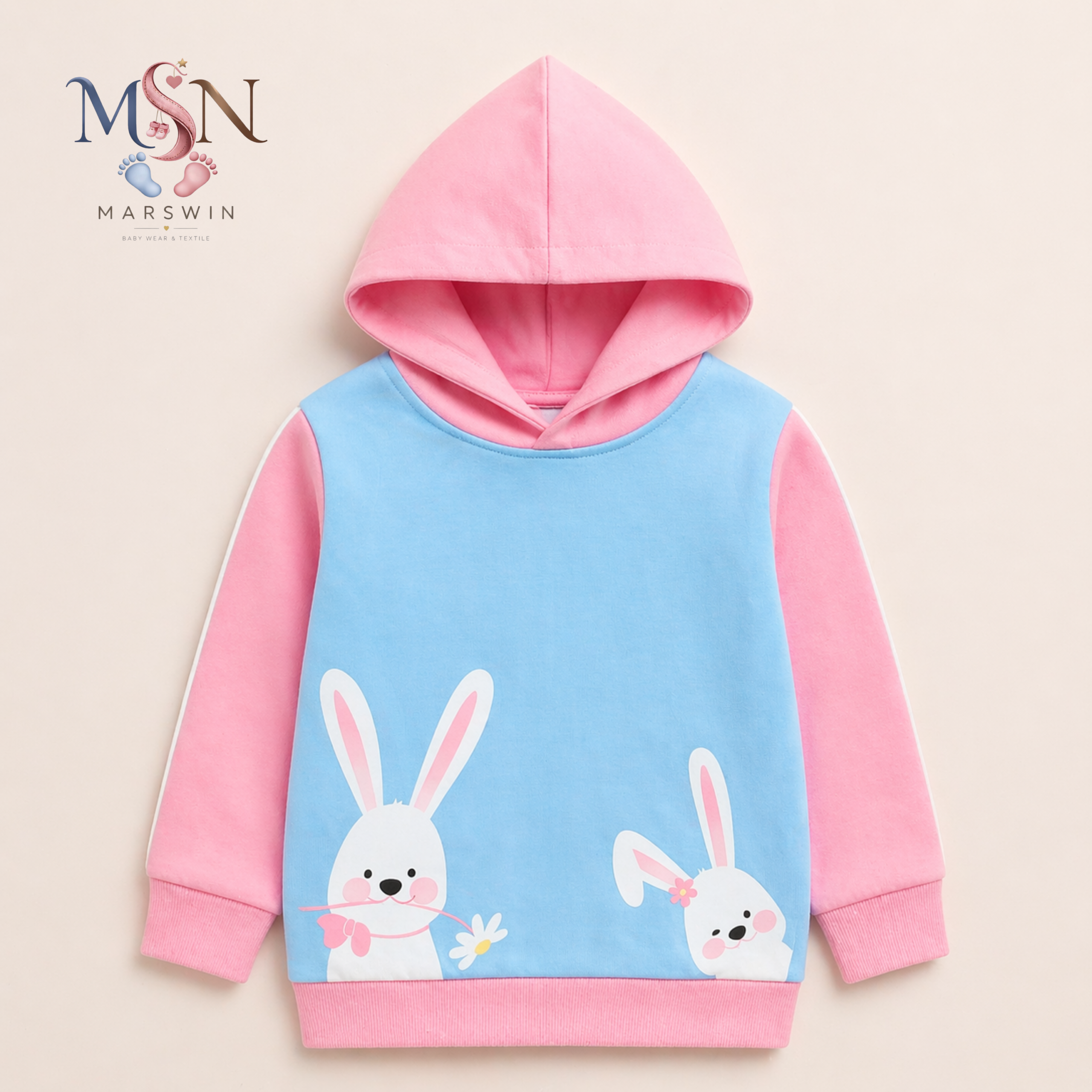 MSN Baby Girls Hooded Sweatshirt with Cute Animal Prints – Soft Cotton Winter Wear (Multicolor) - Image 3