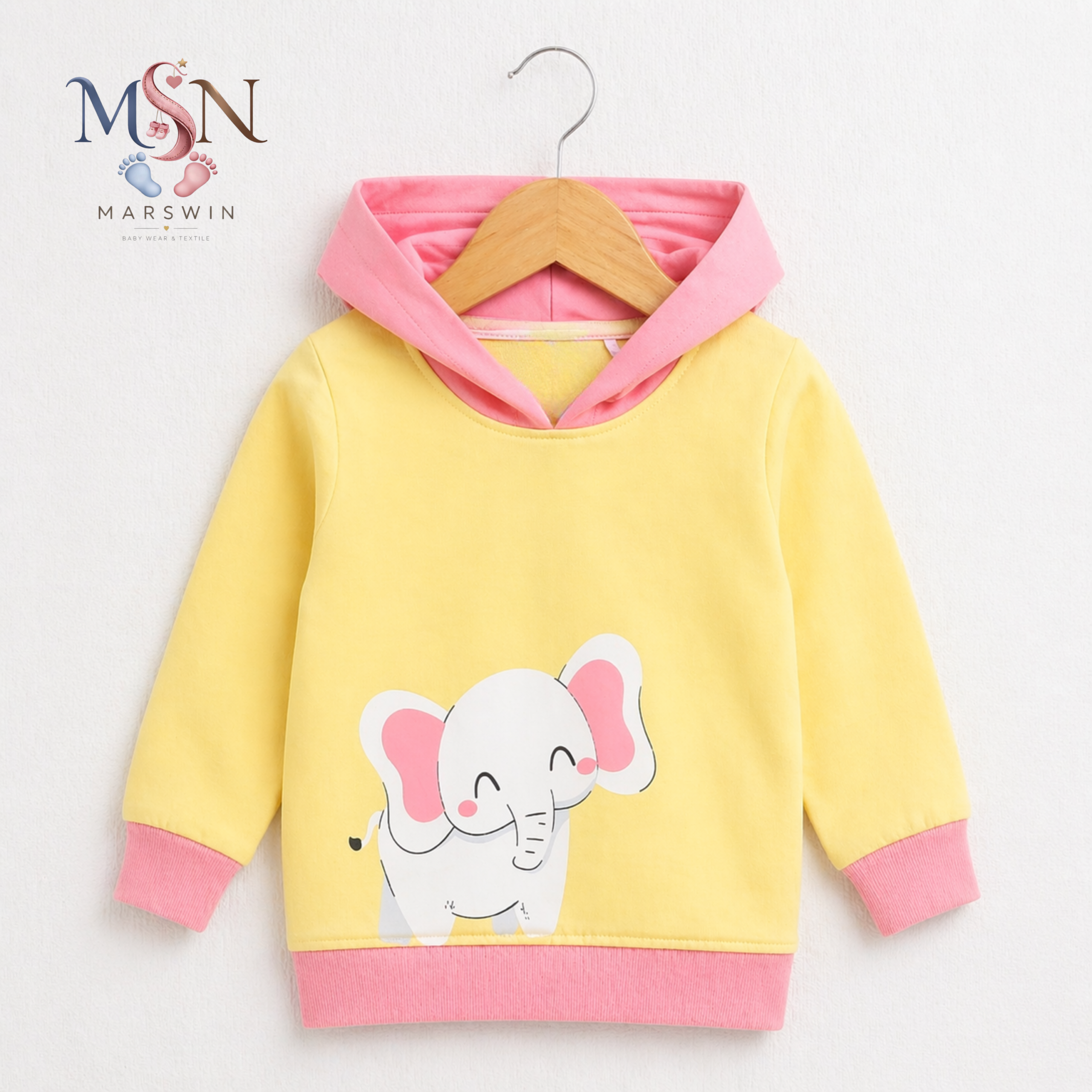 MSN Baby Girls Hooded Sweatshirt with Cute Animal Prints – Soft Cotton Winter Wear (Multicolor) - Image 2