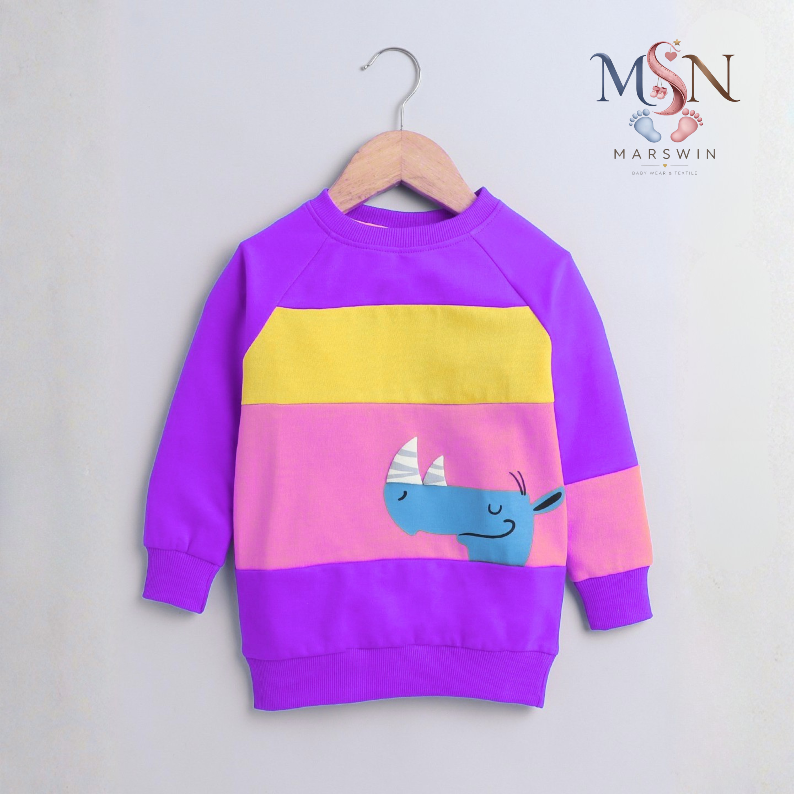 MSN Baby Cotton Full Sleeve Sweatshirt with Cute Elephant Graphic Print – Yellow - Image 2