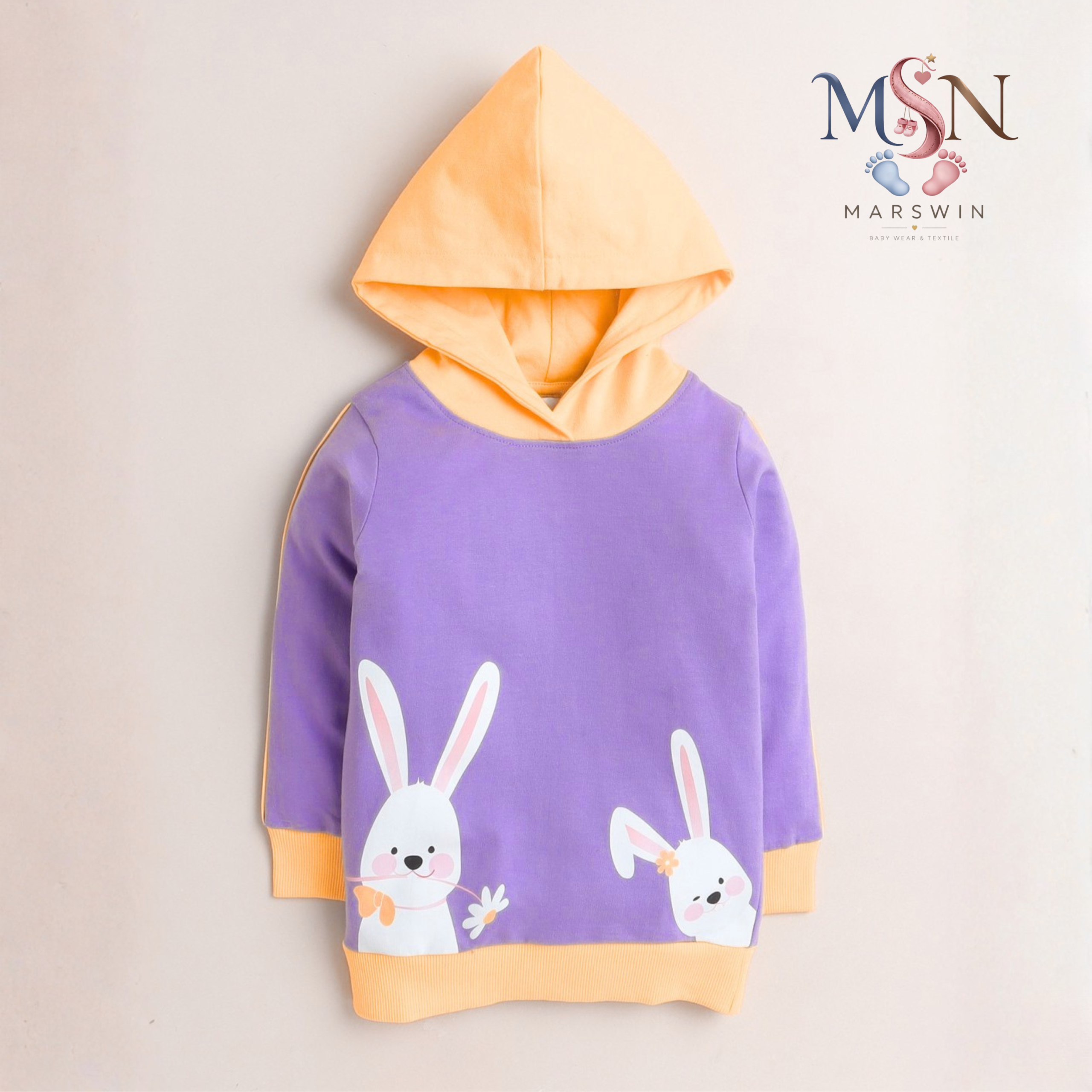 MSN Baby Cotton Full Sleeve Sweatshirt with Cute Elephant Graphic Print – Yellow