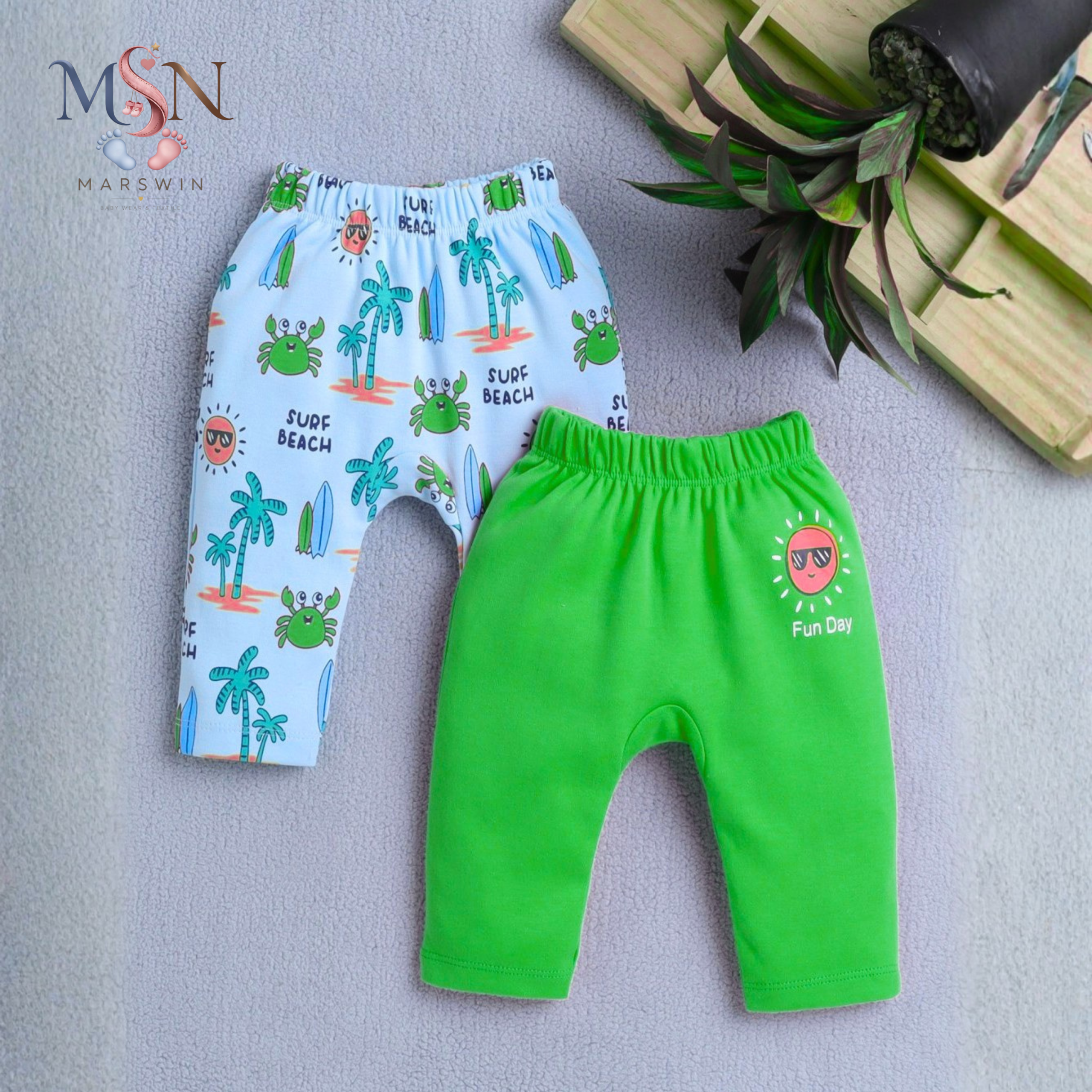 MSN Baby Boys & Girls Cotton Printed Diaper Pants Combo Pack (Purple, Blue, Green & Surf Print, Soft & Comfortable)