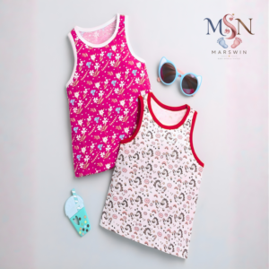 MSN Baby Cotton Sleeveless Top Pack of 2 with Floral & Unicorn Printed Design – Pink & White