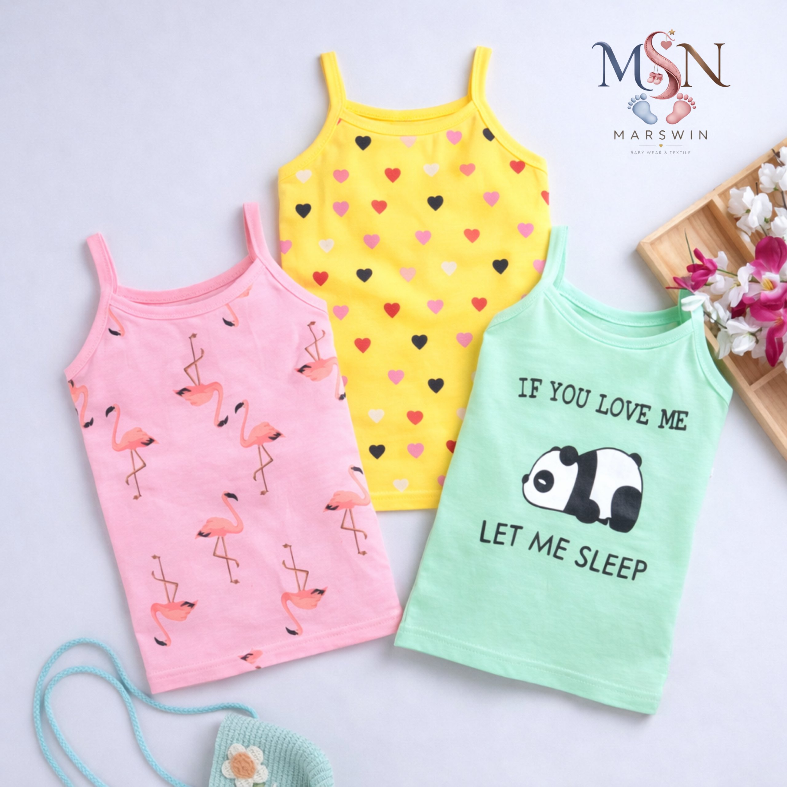 MSN Baby Girls Cotton Camisole Slip with Cute Prints – Soft Sleeveless Innerwear for Infants - Image 2