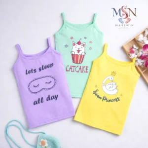 MSN Baby Girls Cotton Camisole Slip with Cute Prints – Soft Sleeveless Innerwear for Infants